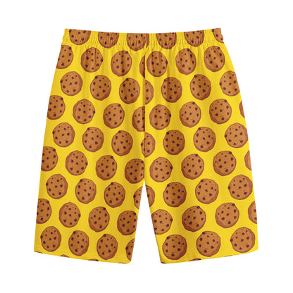 Yellow Cookie Pattern Print Cotton Shorts