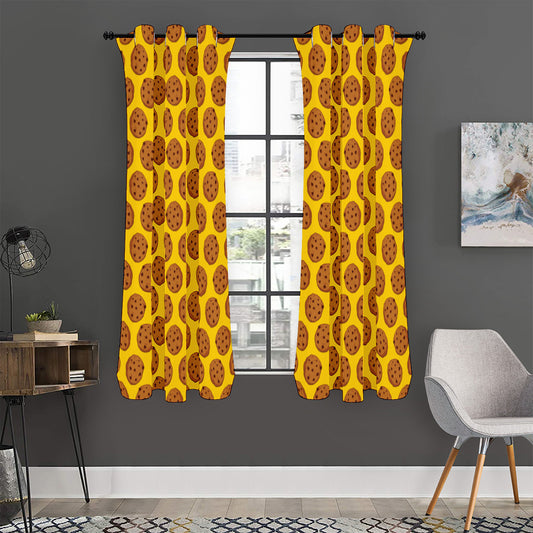 Yellow Cookie Pattern Print Curtain