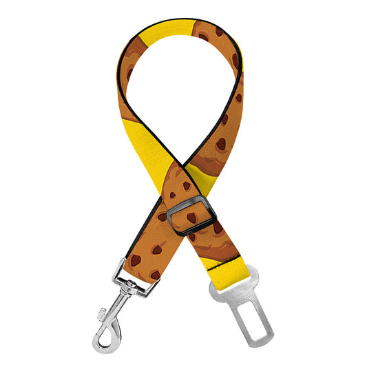 Yellow Cookie Pattern Print Dog Seat Belt