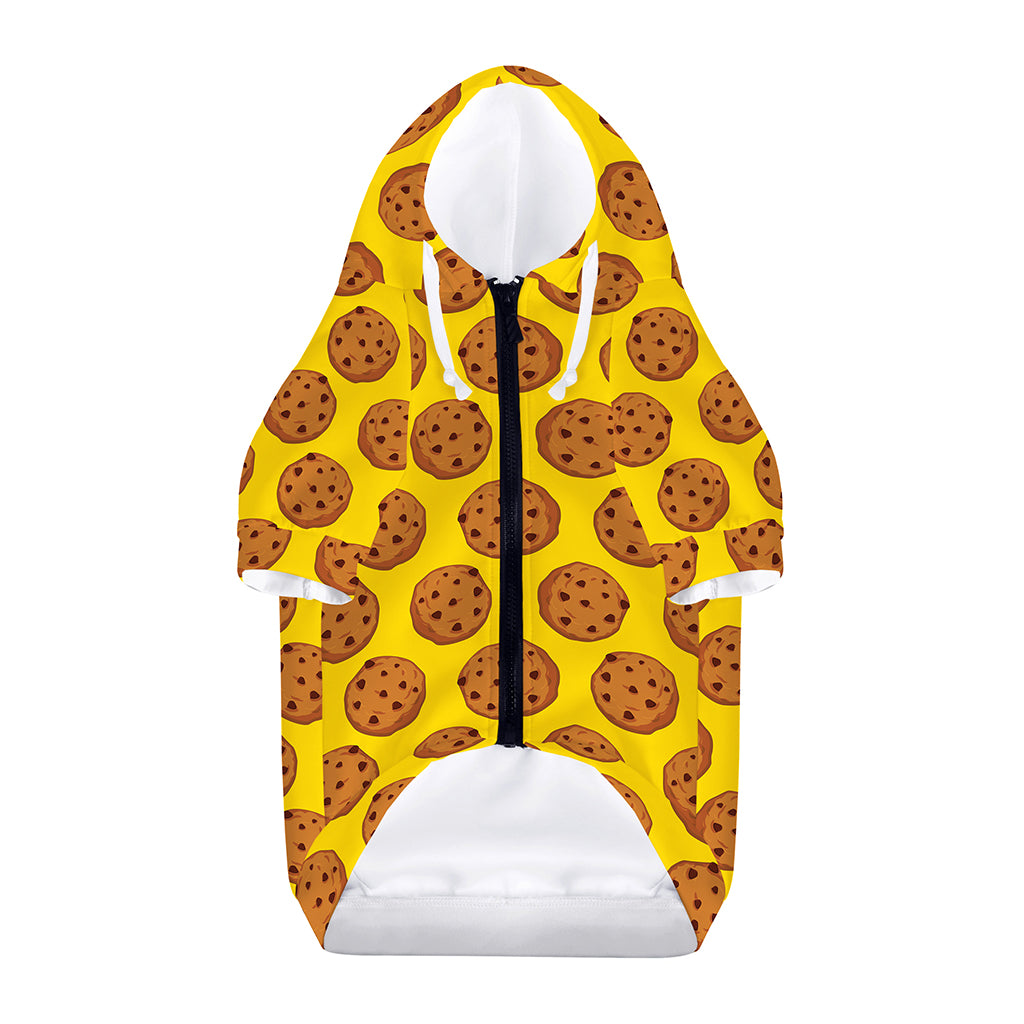 Yellow Cookie Pattern Print Dog Zip Up Hoodie
