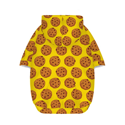 Yellow Cookie Pattern Print Dog Zip Up Hoodie