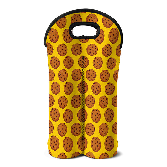 Yellow Cookie Pattern Print Double Neoprene Wine Tote