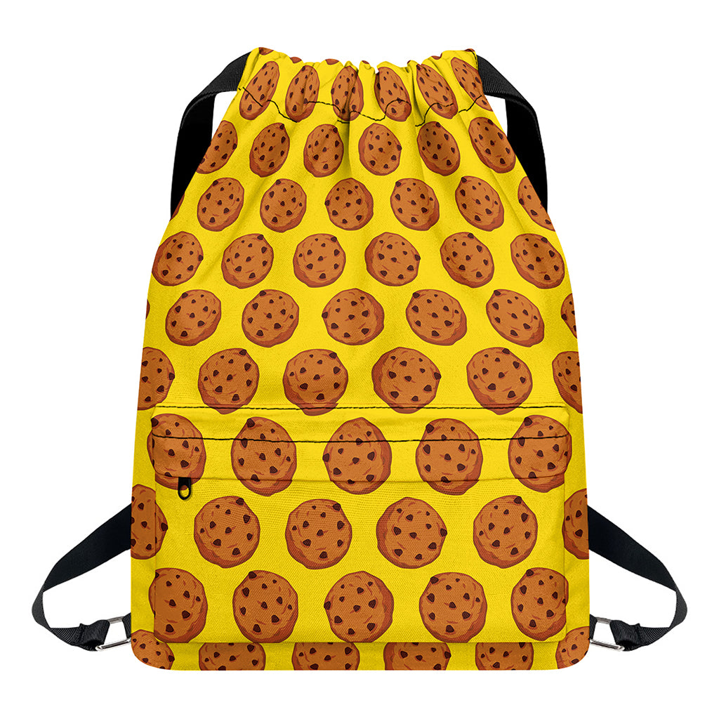 Yellow Cookie Pattern Print Drawstring Backpack