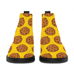 Yellow Cookie Pattern Print Flat Ankle Boots