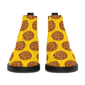 Yellow Cookie Pattern Print Flat Ankle Boots