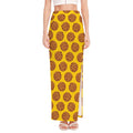 Yellow Cookie Pattern Print High Slit Maxi Skirt
