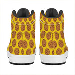 Yellow Cookie Pattern Print High Top Leather Sneakers