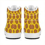 Yellow Cookie Pattern Print High Top Leather Sneakers
