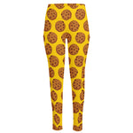 Yellow Cookie Pattern Print High-Waisted Pocket Leggings