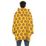 Yellow Cookie Pattern Print Hoodie Blanket