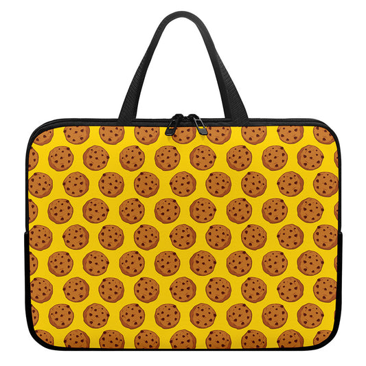 Yellow Cookie Pattern Print Laptop Sleeve With Handle