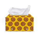 Yellow Cookie Pattern Print Leather Tissue Box Cover