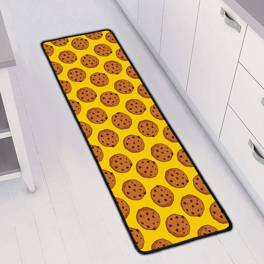 Yellow Cookie Pattern Print Long Kitchen Mat