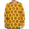 Yellow Cookie Pattern Print Long Sleeve Baseball Jersey