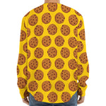 Yellow Cookie Pattern Print Long Sleeve Baseball Jersey