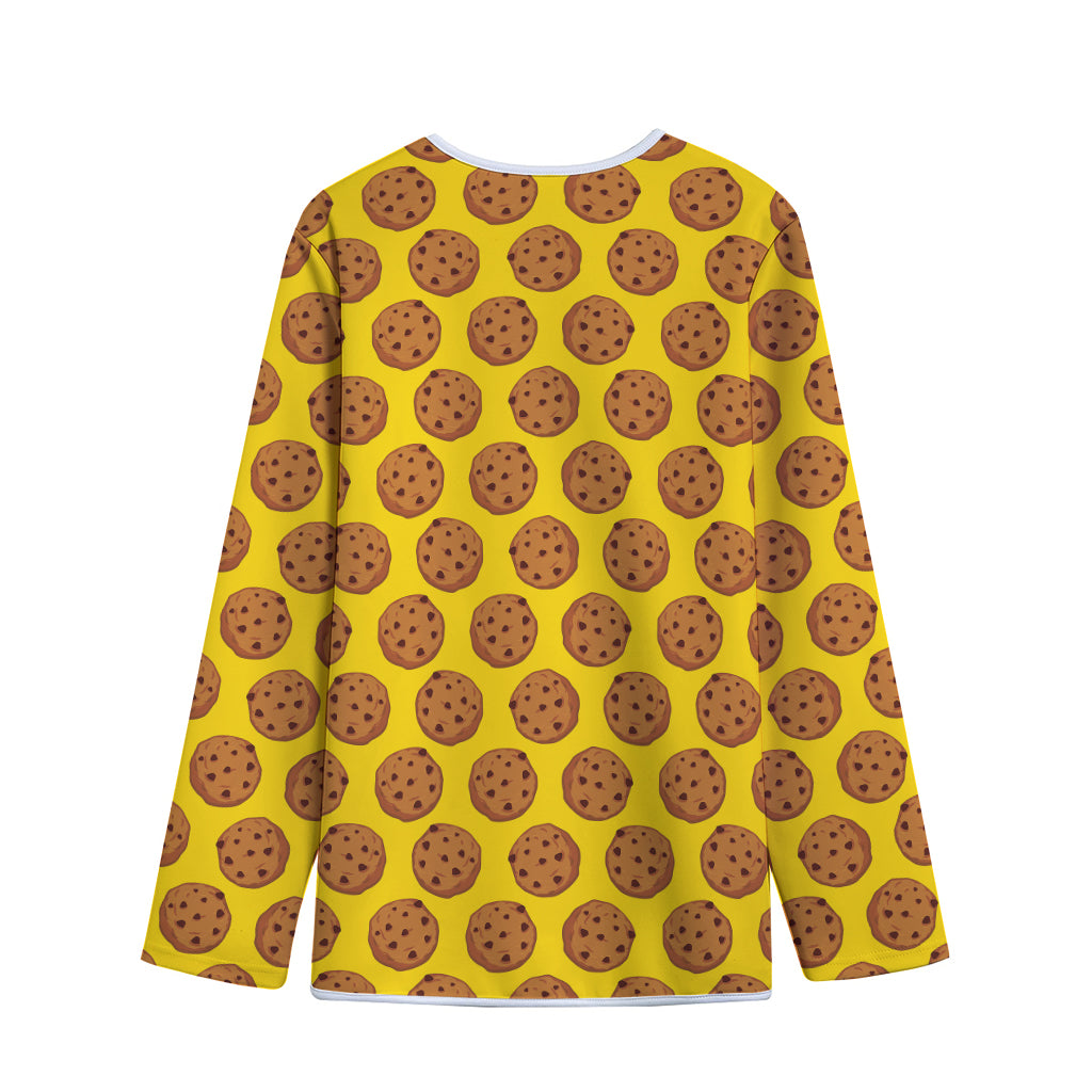 Yellow Cookie Pattern Print Long Sleeve Short Coat