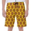 Yellow Cookie Pattern Print Men's Beach Shorts