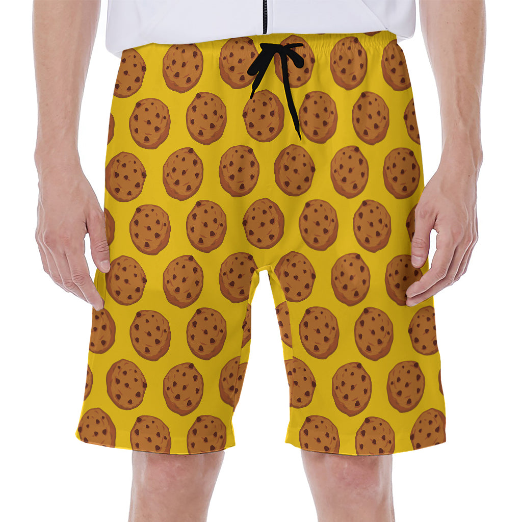 Yellow Cookie Pattern Print Men's Beach Shorts
