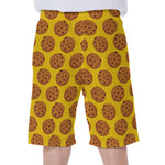 Yellow Cookie Pattern Print Men's Beach Shorts