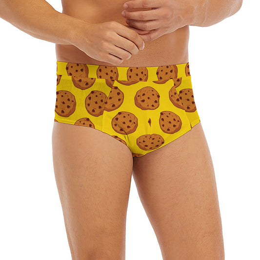 Yellow Cookie Pattern Print Men's Briefs