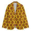 Yellow Cookie Pattern Print Men's Cotton Blazer