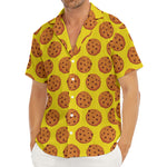 Yellow Cookie Pattern Print Men's Deep V-Neck Shirt