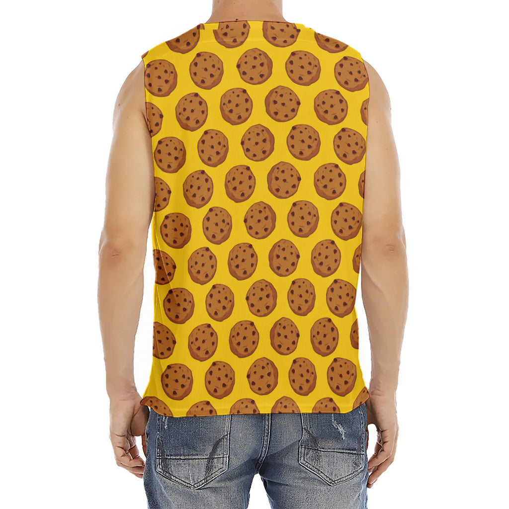 Yellow Cookie Pattern Print Men's Fitness Tank Top