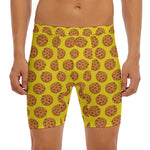 Yellow Cookie Pattern Print Men's Long Boxer Briefs