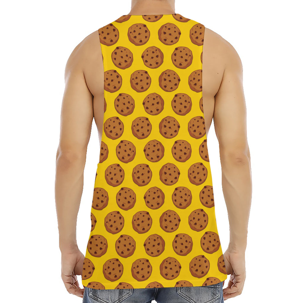 Yellow Cookie Pattern Print Men's Muscle Tank Top