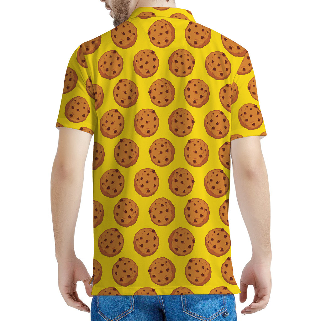 Yellow Cookie Pattern Print Men's Polo Shirt