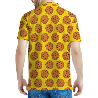Yellow Cookie Pattern Print Men's Polo Shirt