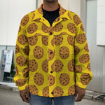 Yellow Cookie Pattern Print Men's Shirt Jacket