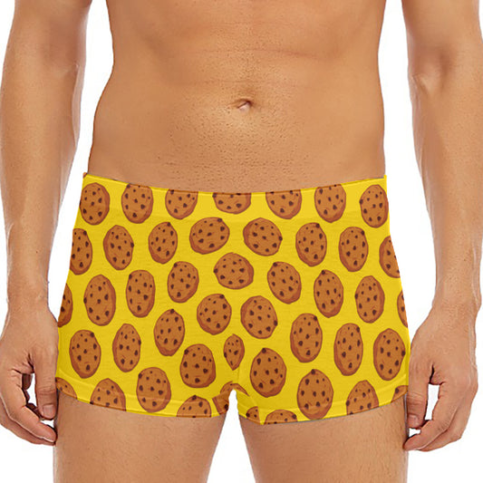Yellow Cookie Pattern Print Men's Short Boxer Briefs