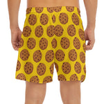 Yellow Cookie Pattern Print Men's Split Running Shorts