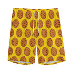 Yellow Cookie Pattern Print Men's Sports Shorts