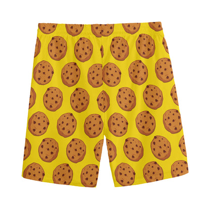 Yellow Cookie Pattern Print Men's Sports Shorts