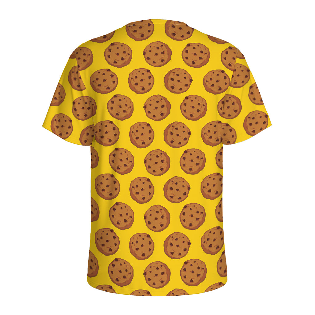 Yellow Cookie Pattern Print Men's Sports T-Shirt