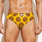 Yellow Cookie Pattern Print Men's Swim Briefs
