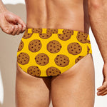 Yellow Cookie Pattern Print Men's Swim Briefs