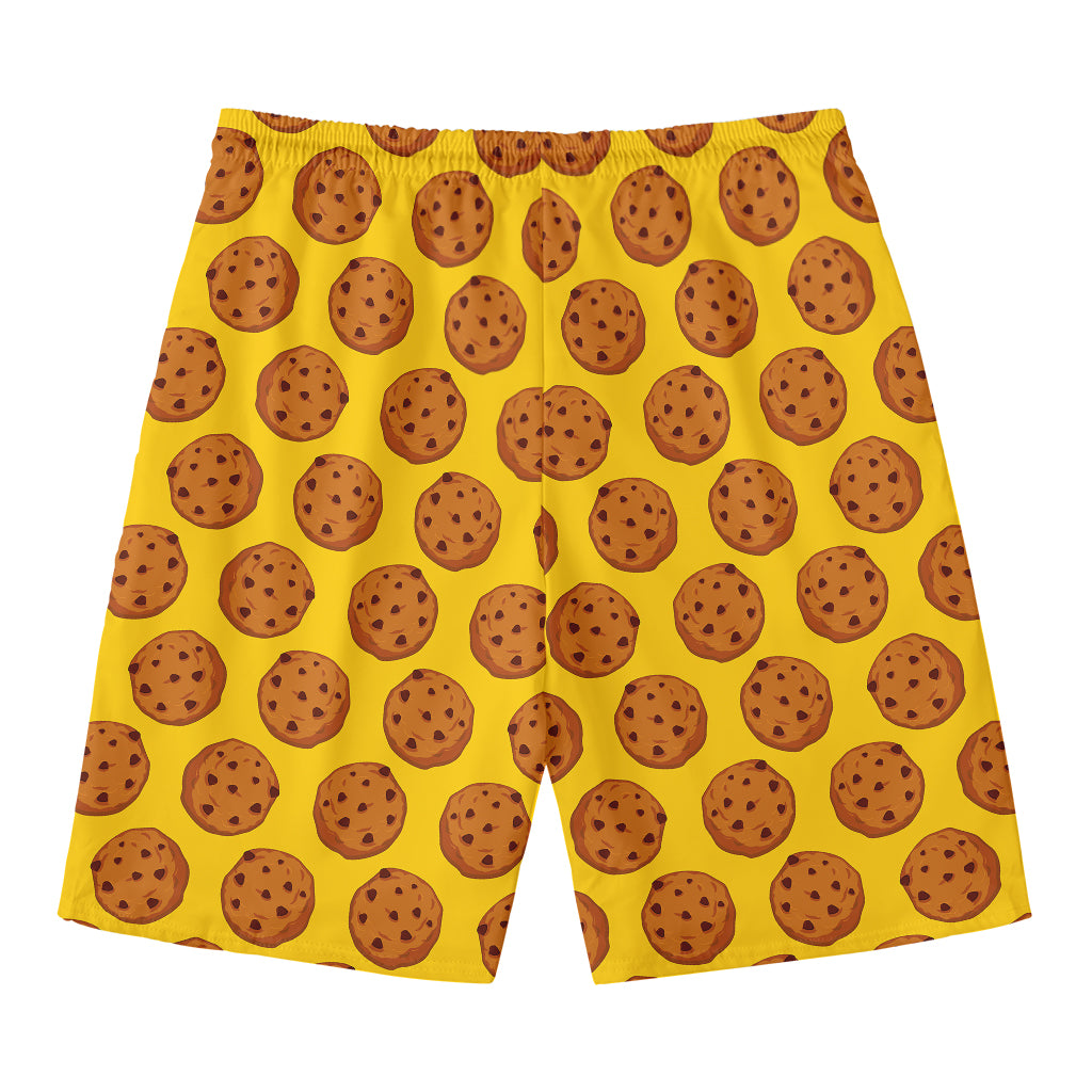 Yellow Cookie Pattern Print Men's Swim Trunks