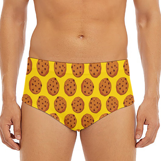 Yellow Cookie Pattern Print Men's Triangle Swim Briefs