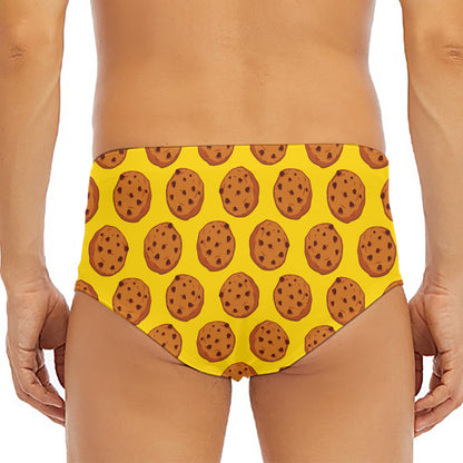 Yellow Cookie Pattern Print Men's Triangle Swim Briefs