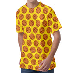 Yellow Cookie Pattern Print Men's Velvet T-Shirt