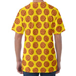 Yellow Cookie Pattern Print Men's Velvet T-Shirt