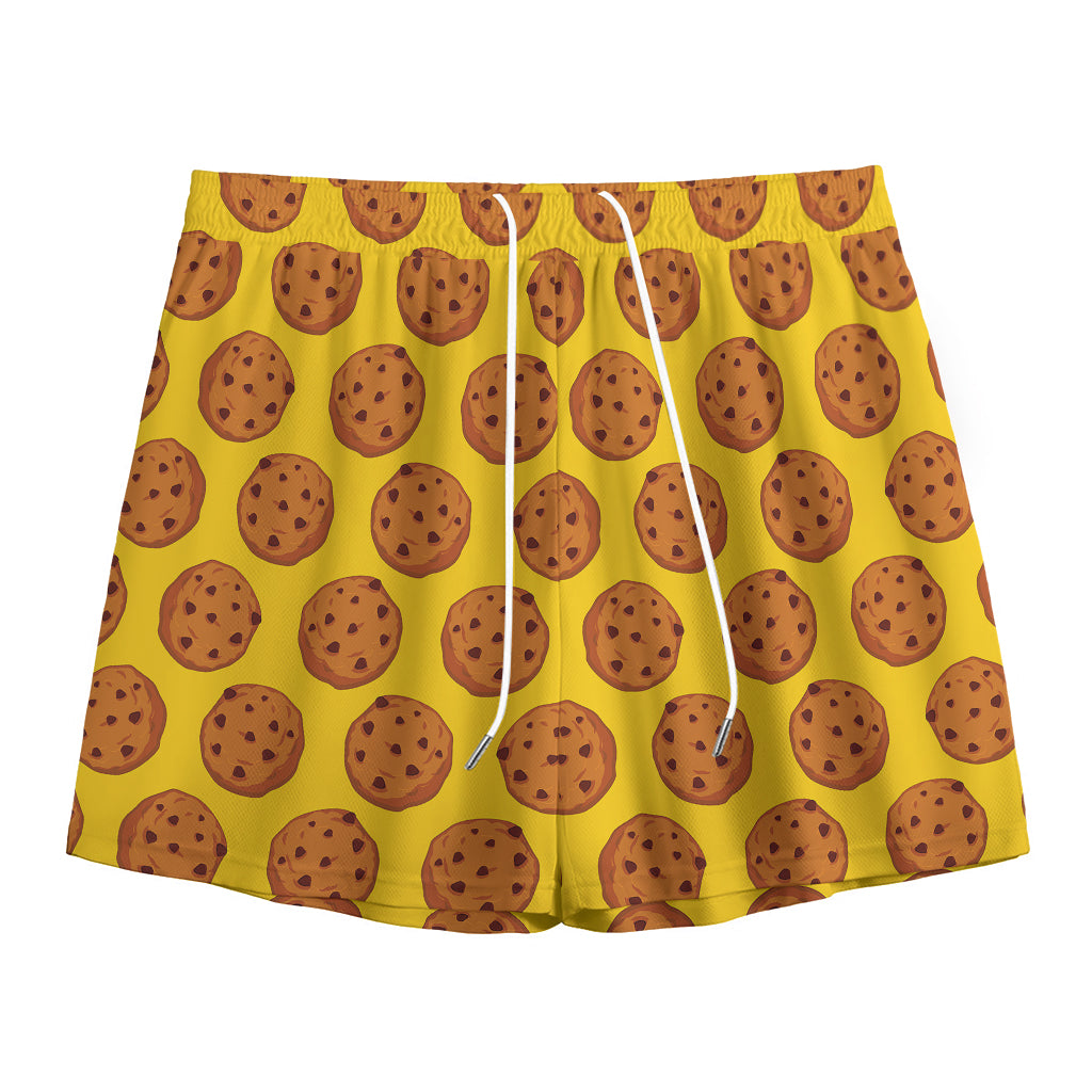 Yellow Cookie Pattern Print Mesh Shorts