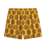 Yellow Cookie Pattern Print Mesh Shorts