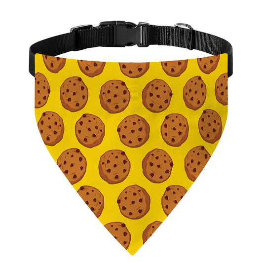 Yellow Cookie Pattern Print Over The Collar Dog Bandana