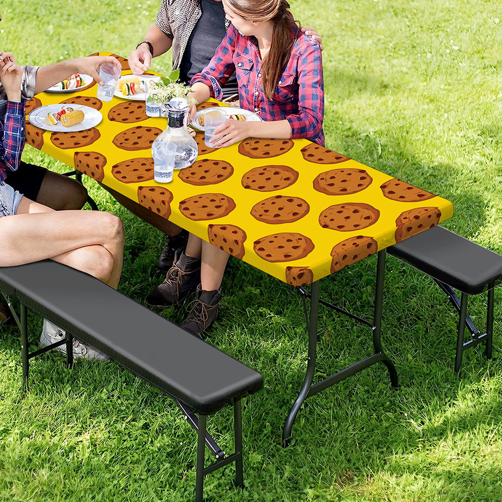 Yellow Cookie Pattern Print Picnic Table Cover