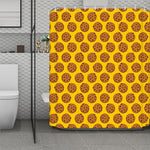 Yellow Cookie Pattern Print Polyester Shower Curtain