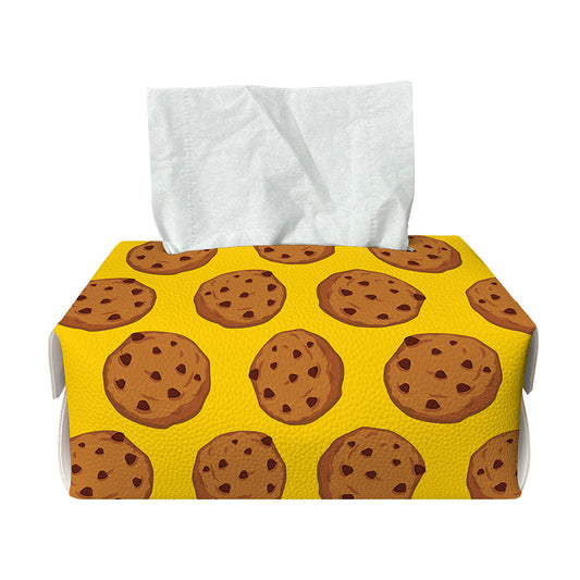 Yellow Cookie Pattern Print Rectangle Tissue Box Cover